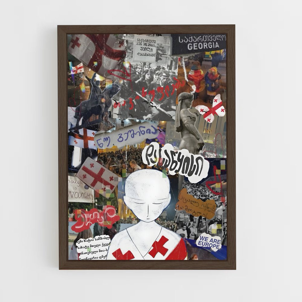 ap-georgia flag-3 cadre Bois foncé