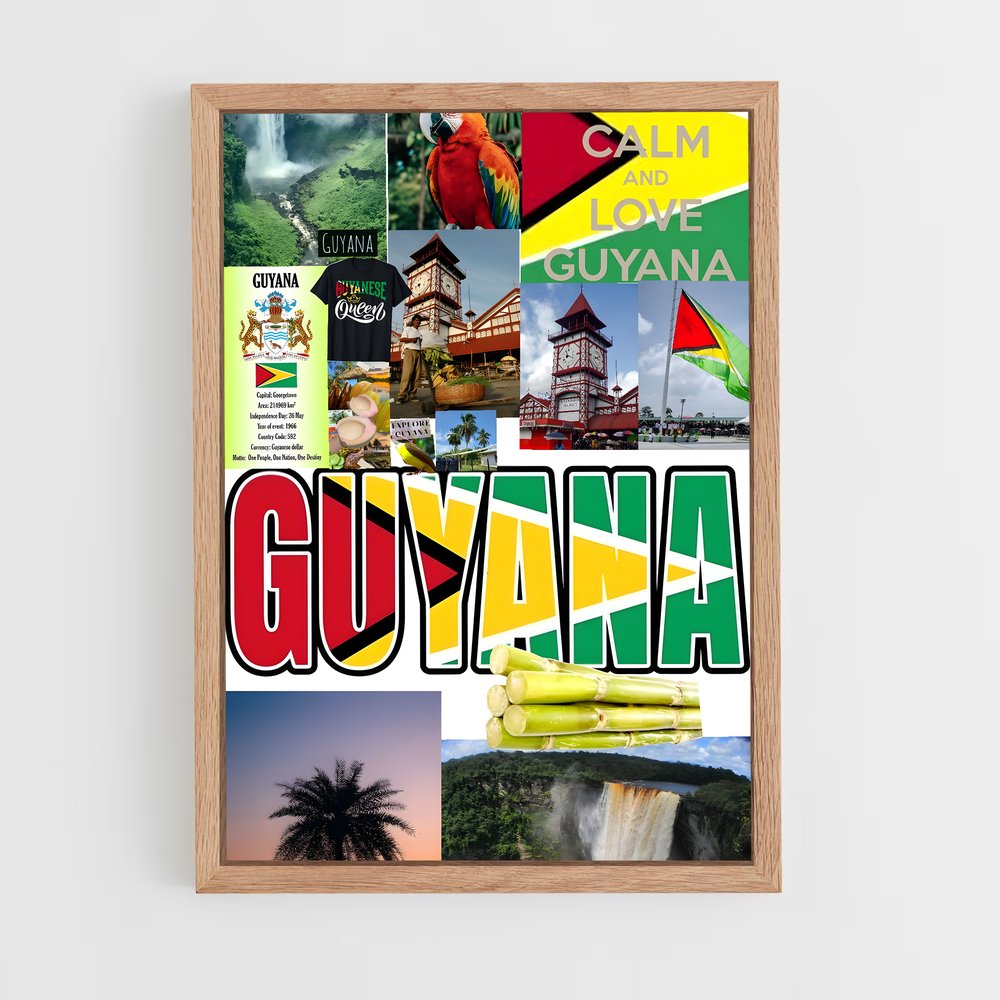 ap-guyana flag-2 cadre Bois clair
