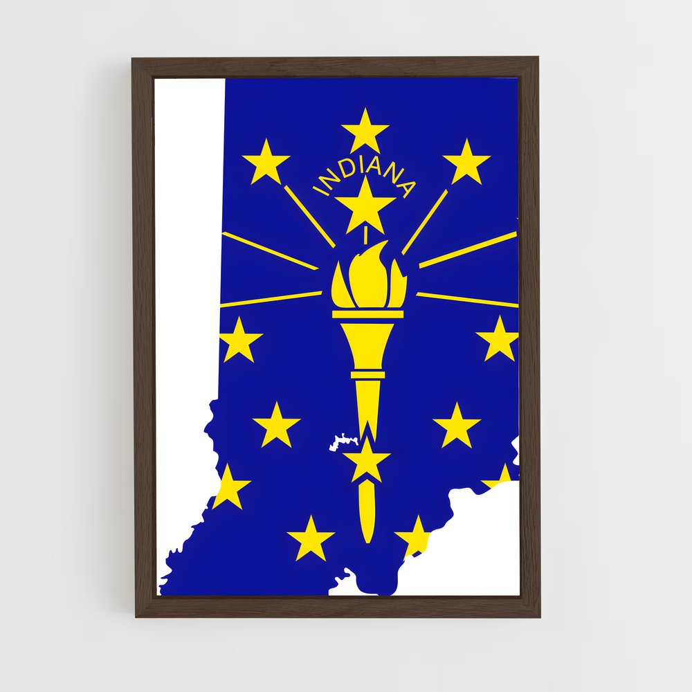 ap-indiana flag-1 cadre Bois foncé