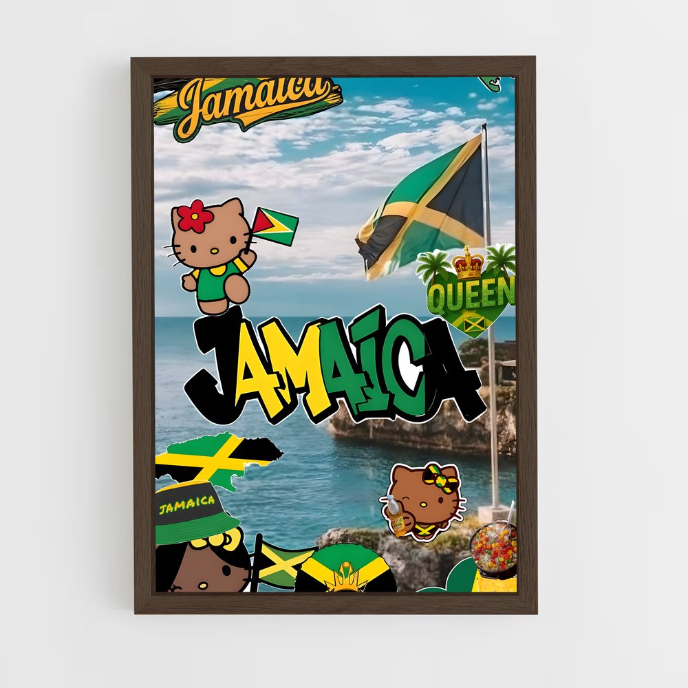ap-jamaica flag-3 cadre Bois foncé