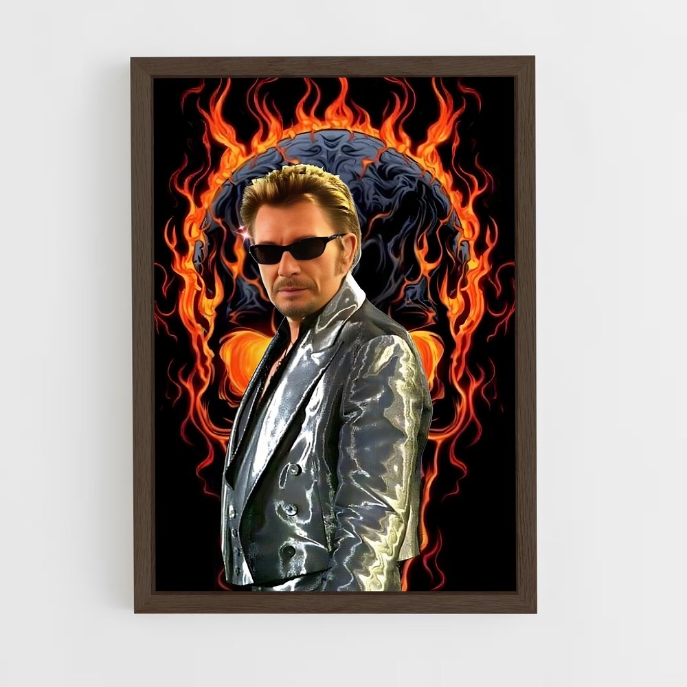 ap-johnny hallyday-5 cadre Bois foncé