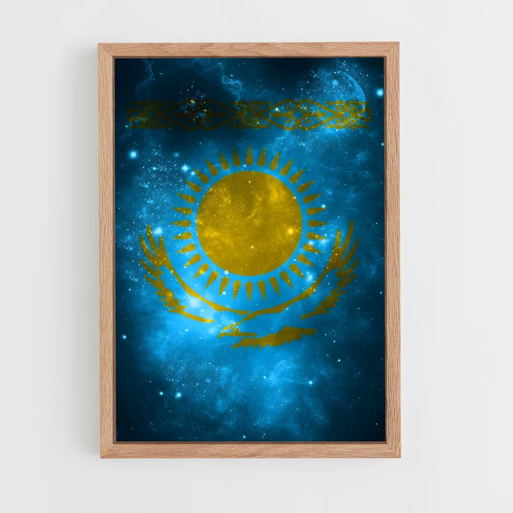 ap-kazakhstan flag-2 cadre Bois clair