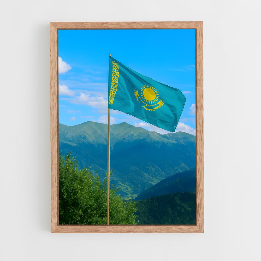 ap-kazakhstan flag-3 cadre Bois clair