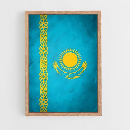 ap-kazakhstan flag-4 cadre Bois clair