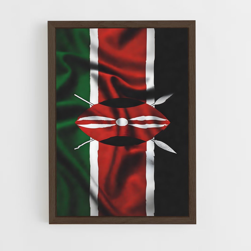 ap-kenya flag-1 cadre Bois foncé
