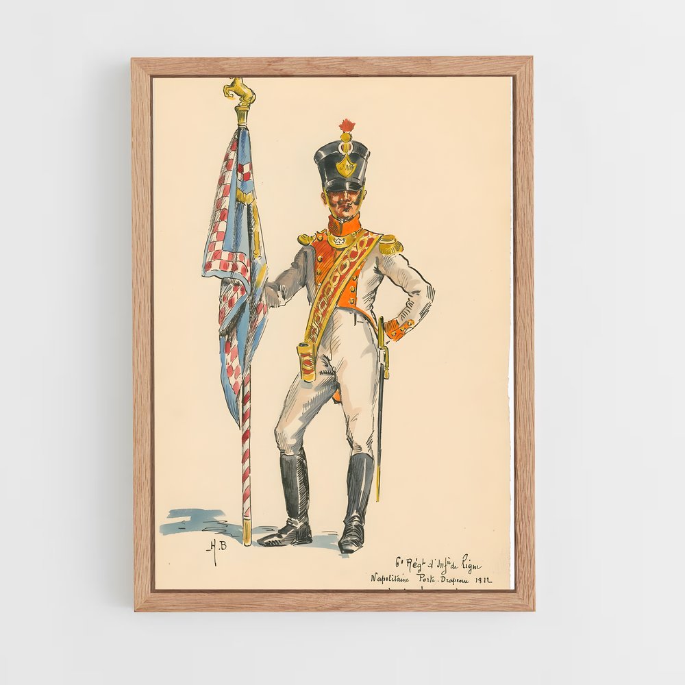ap-kingdom of naples flag-1 cadre Bois clair