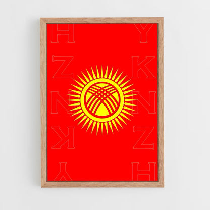 ap-kyrgyzstan flag-3 cadre Bois clair