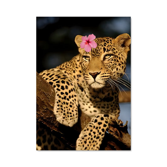 Poster Léopard en Fleurs