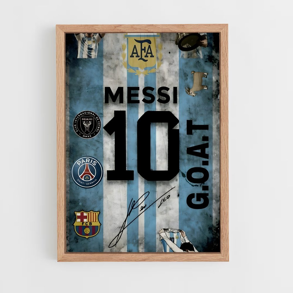 ap-lionel messi-14 cadre Bois clair