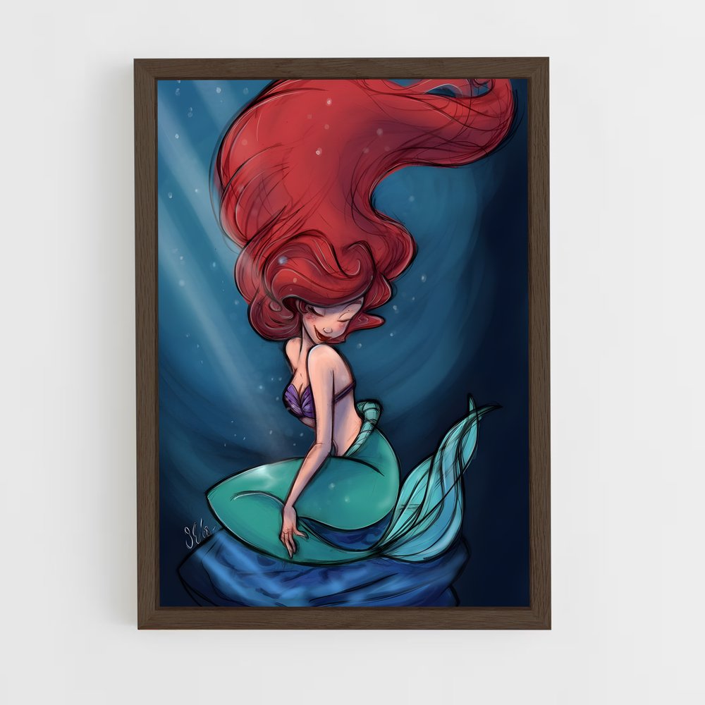 ap-little mermaid-5 cadre Bois foncé