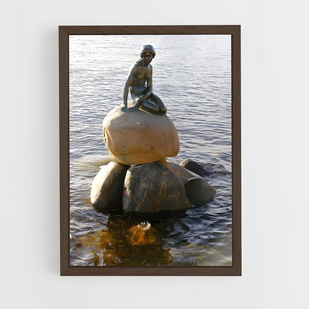 ap-little mermaid statue-5 cadre Bois foncé