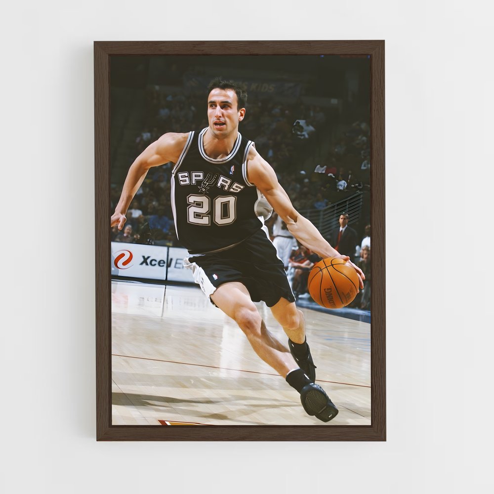 ap-manu ginobili-5 cadre Bois foncé