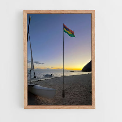 ap-mauritius flag-4 cadre Bois clair