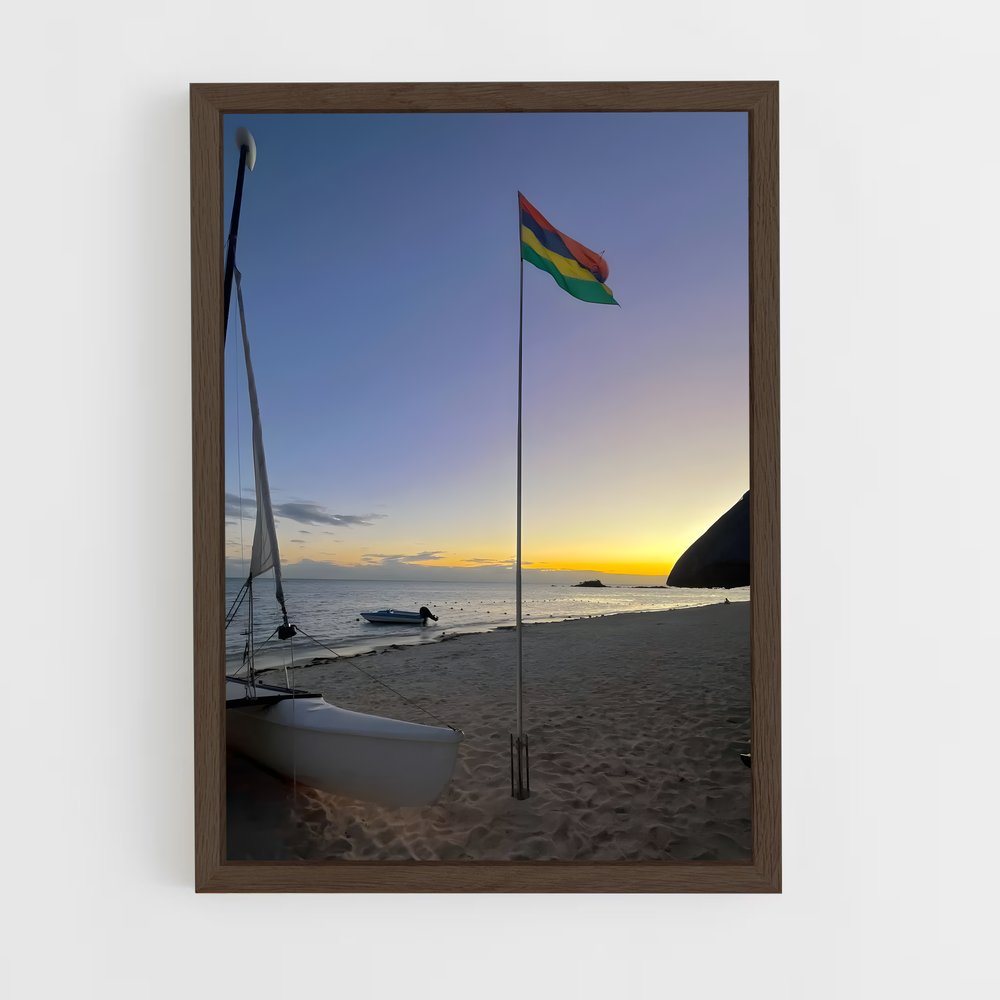 ap-mauritius flag-4 cadre Bois foncé