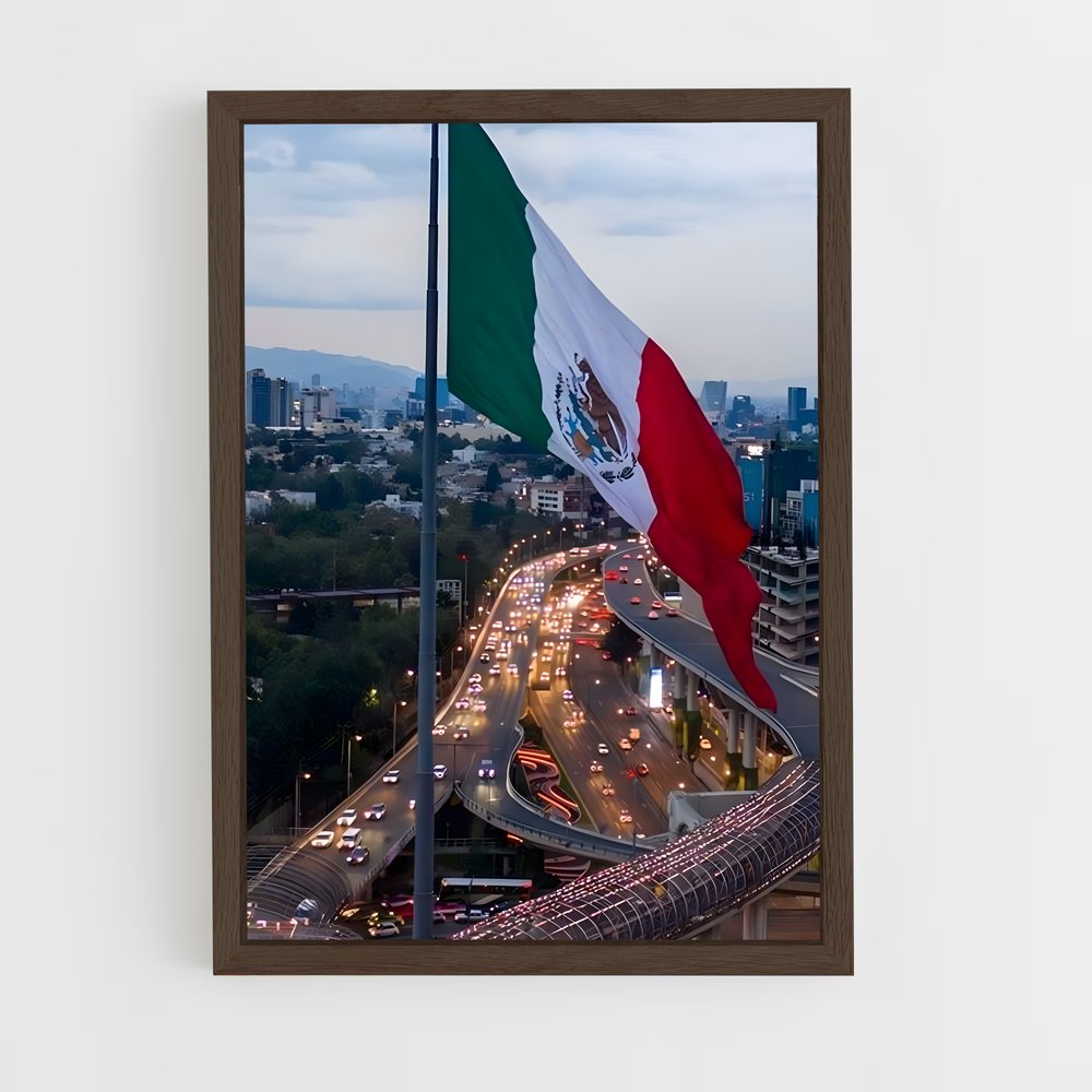 ap-mexico city flag-2 cadre Bois foncé