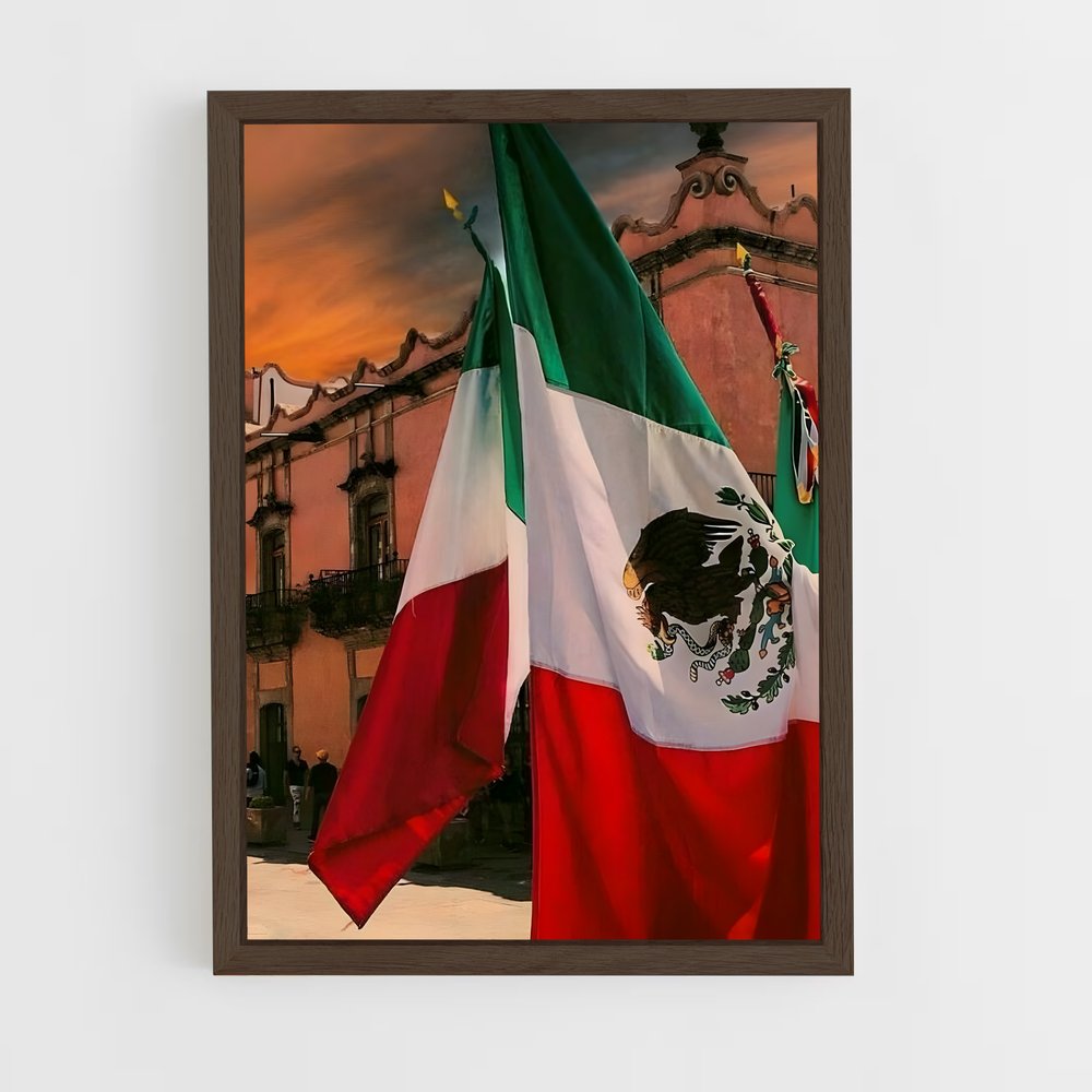 ap-mexico city flag-5 cadre Bois foncé
