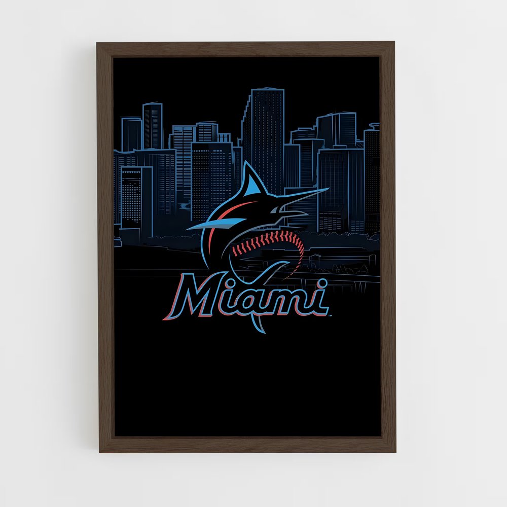 ap-miami marlins-2 cadre Bois foncé