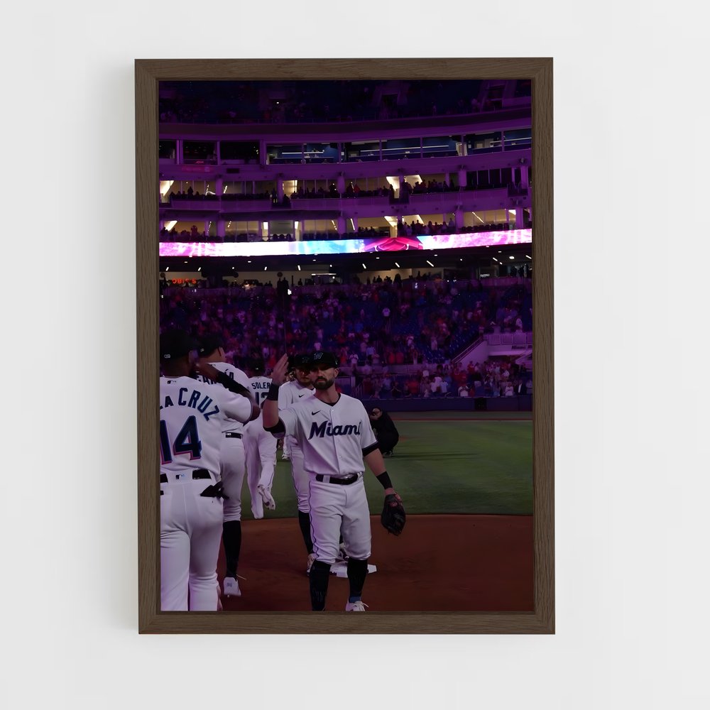 ap-miami marlins-5 cadre Bois foncé