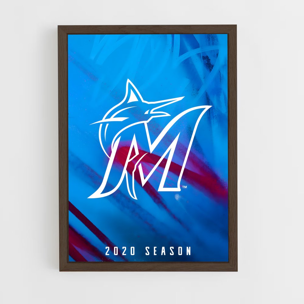 ap-miami marlins-6 cadre Bois foncé