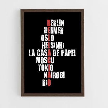 ap-money heist la casa de papel-7 cadre Bois foncé