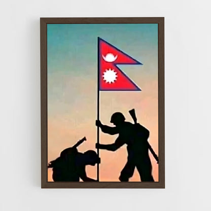 ap-nepal flag-2 cadre Bois foncé