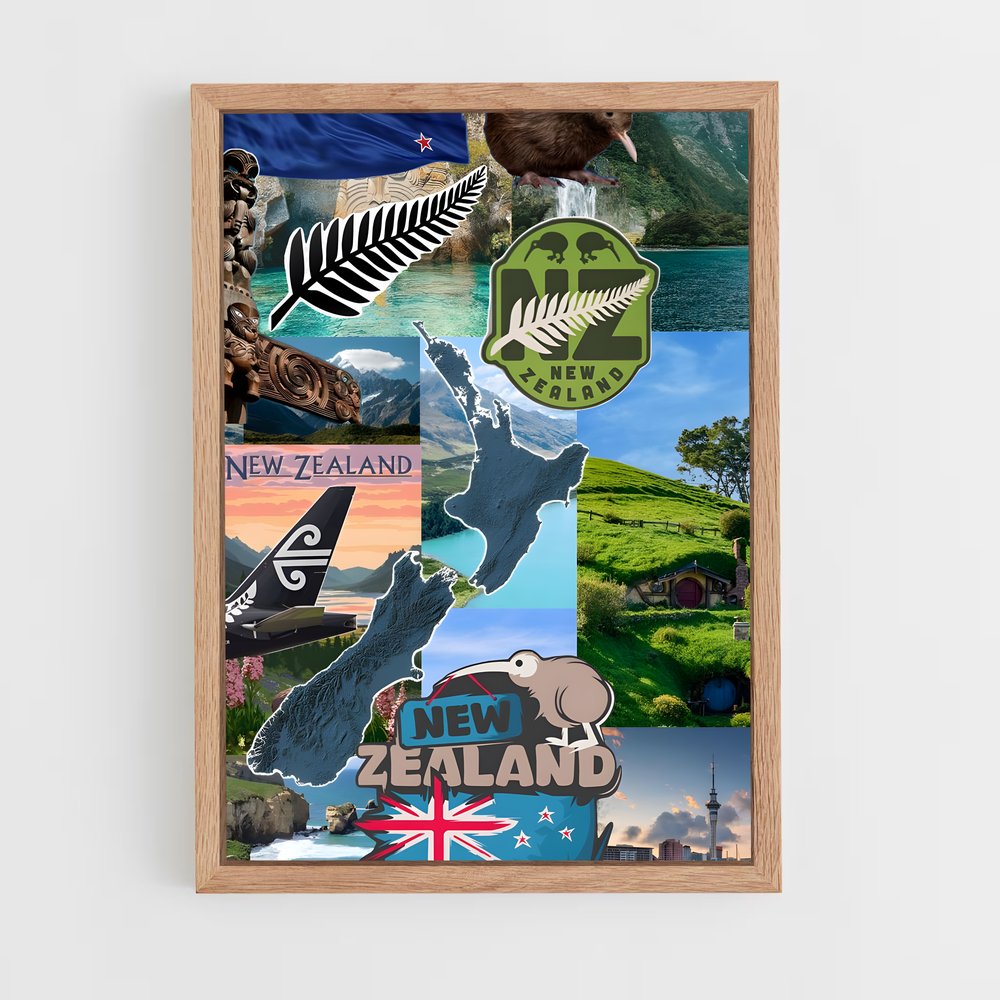 ap-new zealand flag-1 cadre Bois clair
