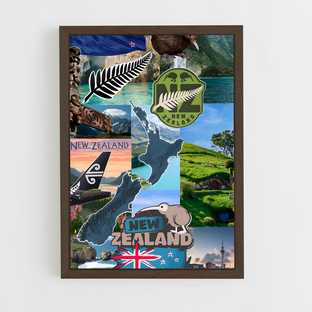 ap-new zealand flag-1 cadre Bois foncé