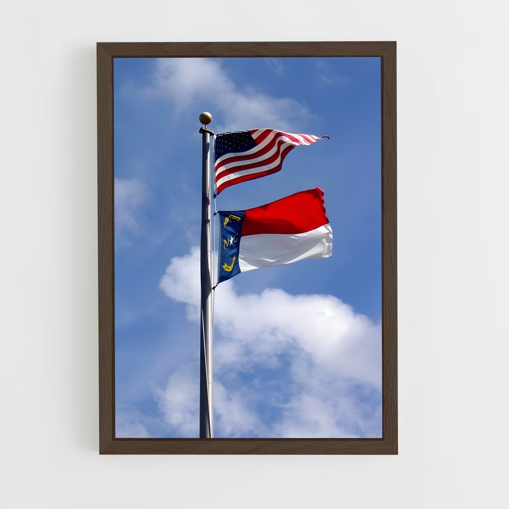 ap-north carolina flag-2 cadre Bois foncé