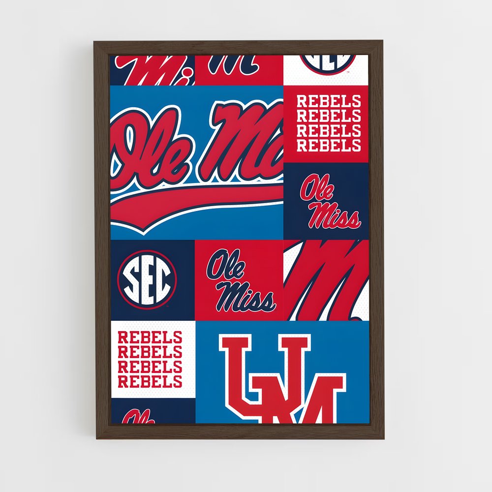 ap-ole miss rebels-9 cadre Bois foncé