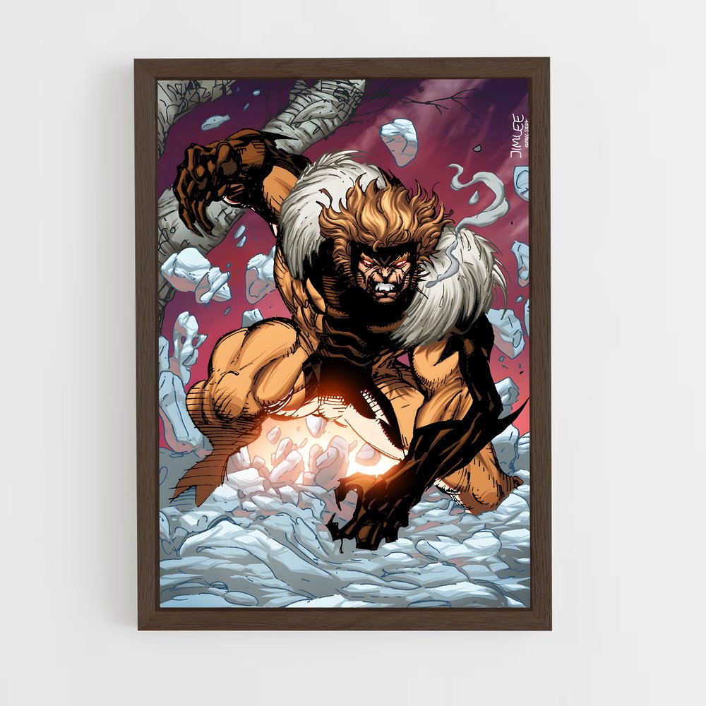 ap-sabretooth x-men-12 cadre Bois foncé