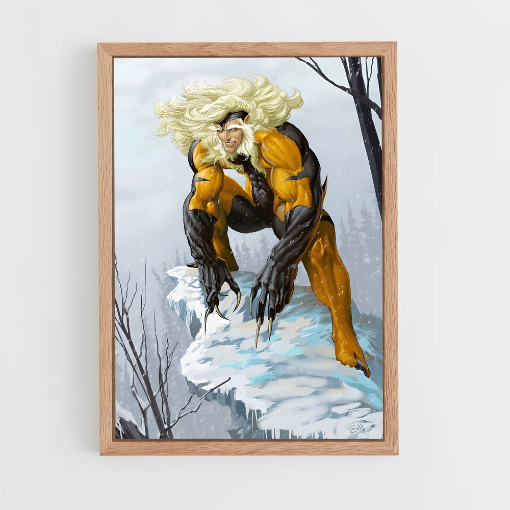 ap-sabretooth x-men-8 cadre Bois clair