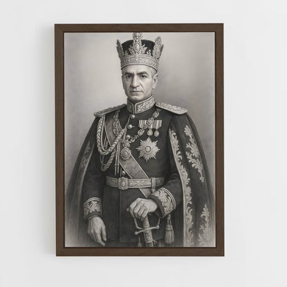 ap-shah mohammad reza pahlavi-7 cadre Bois foncé