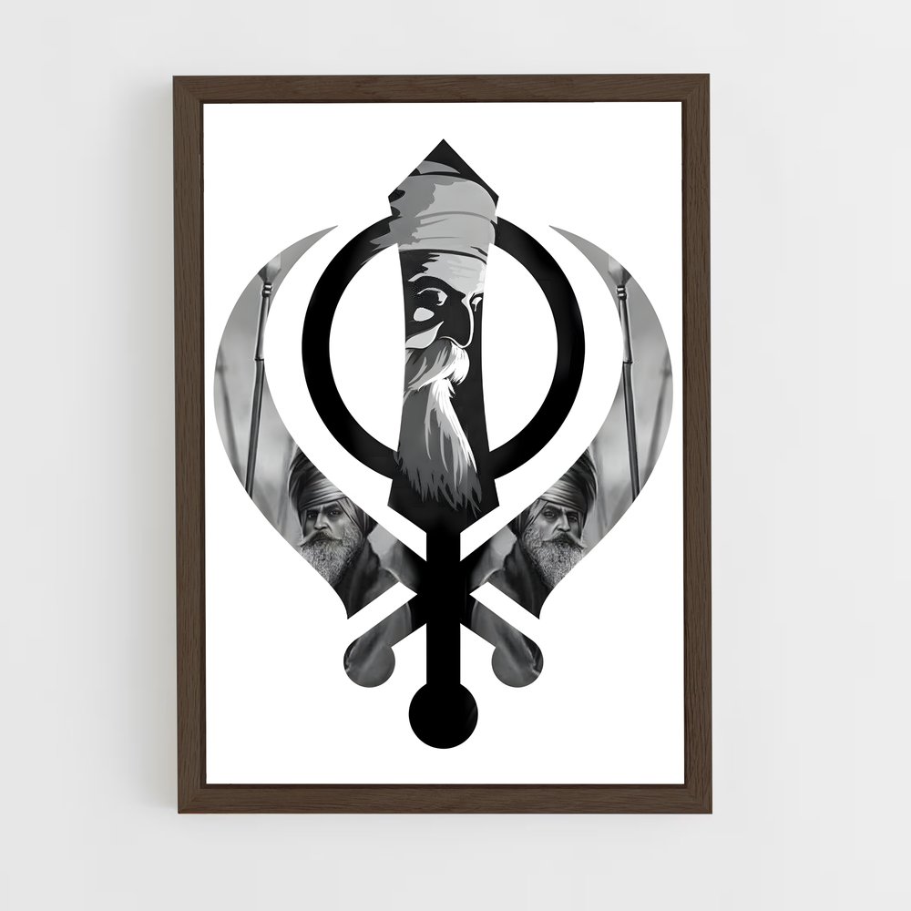 ap-sikh flag-2 cadre Bois foncé