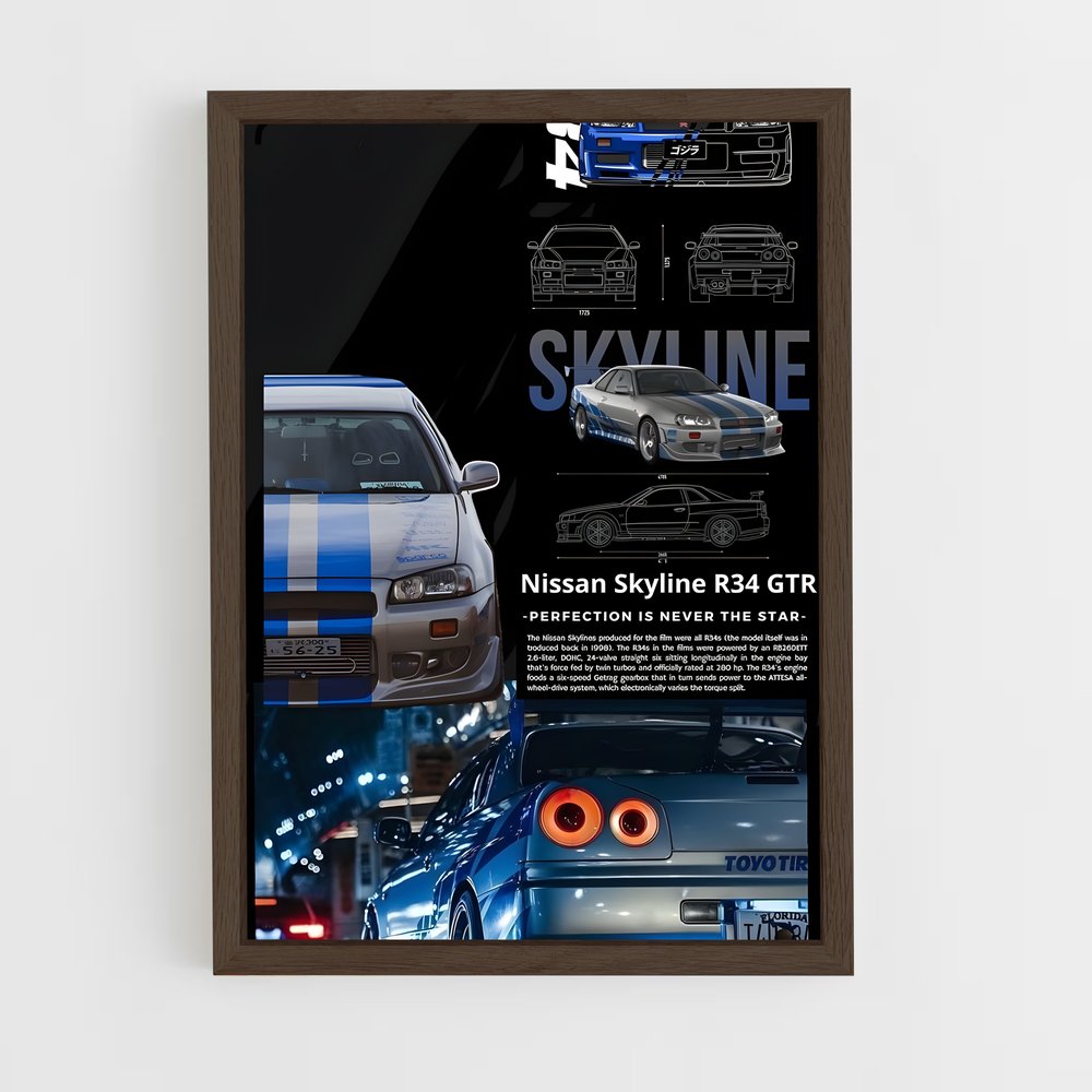 ap-skyline gt-r r34-1 cadre Bois foncé
