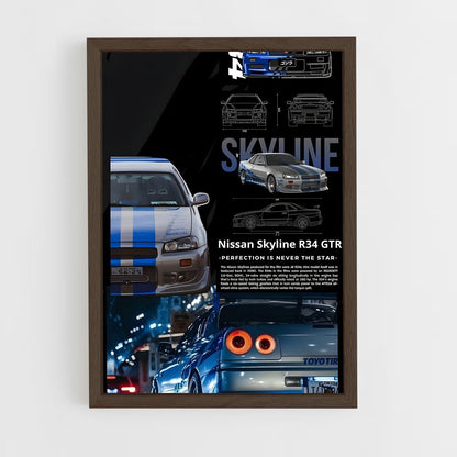 ap-skyline gt-r r34-1 cadre Bois foncé