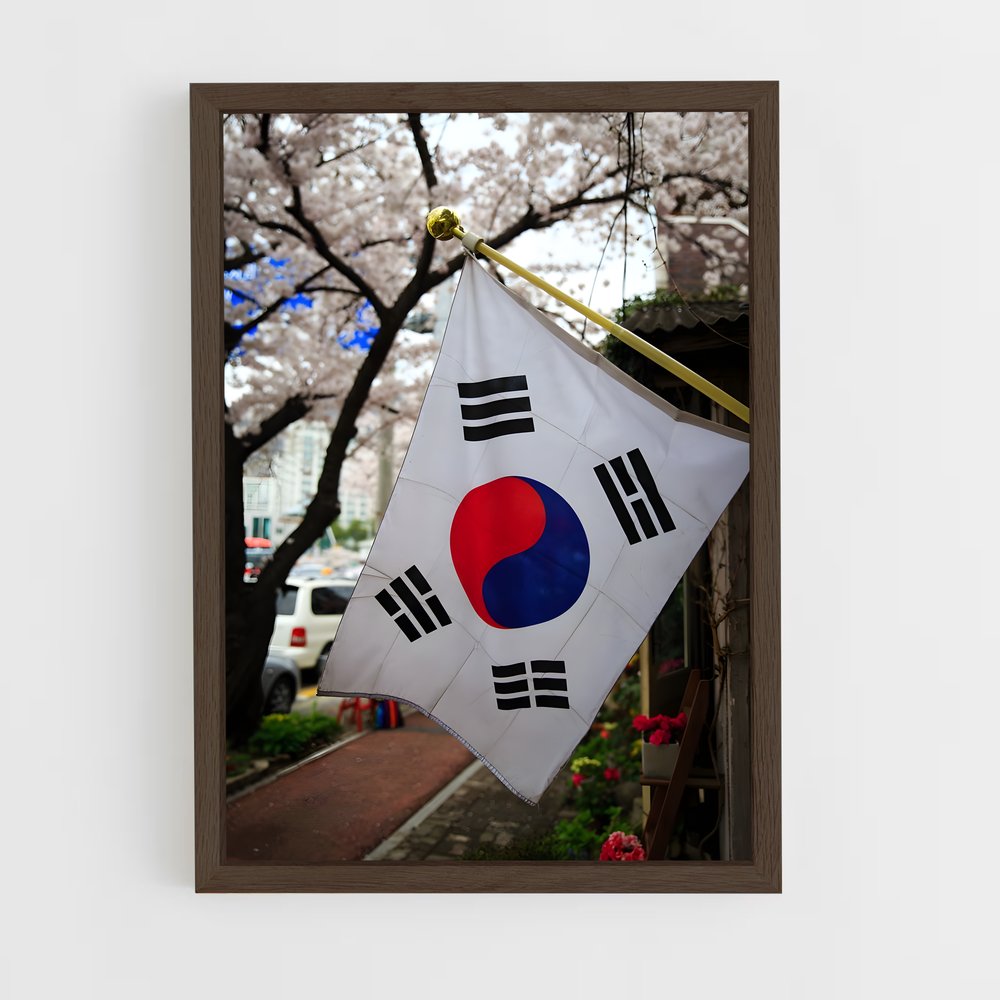 ap-south korea flag-3 cadre Bois foncé