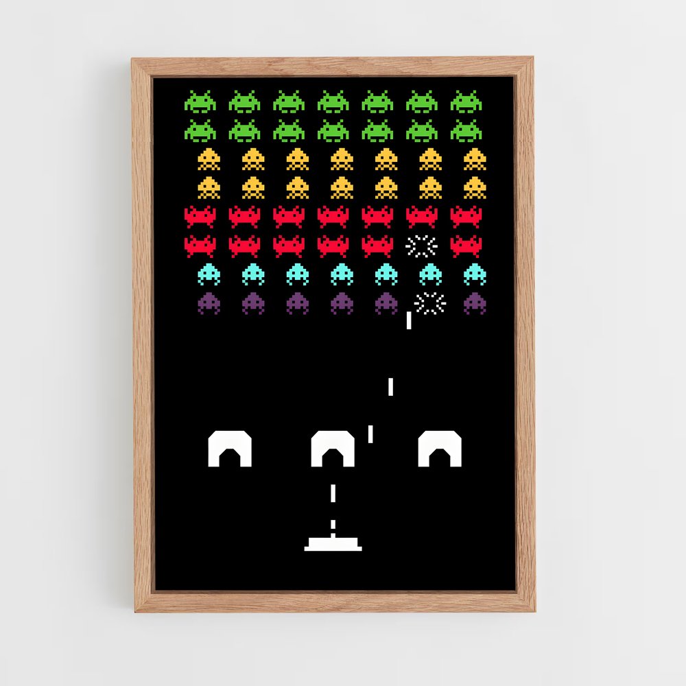 ap-space invaders-1 cadre Bois clair