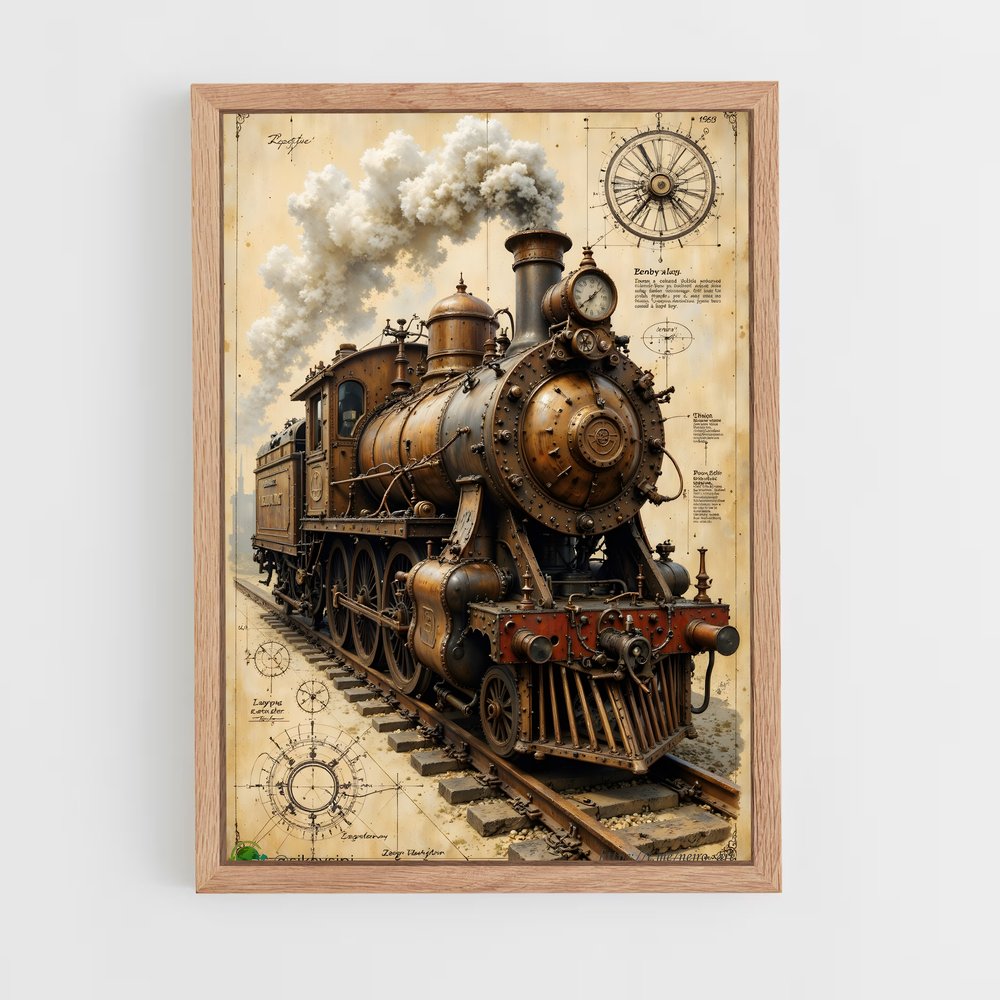 ap-steam engine-2 cadre Bois clair