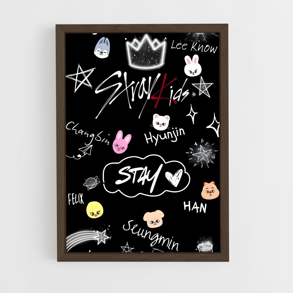 ap-stray kids-6 cadre Bois foncé