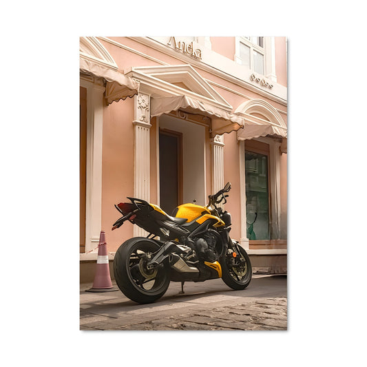 Poster Moto Jaune Sur Rue
