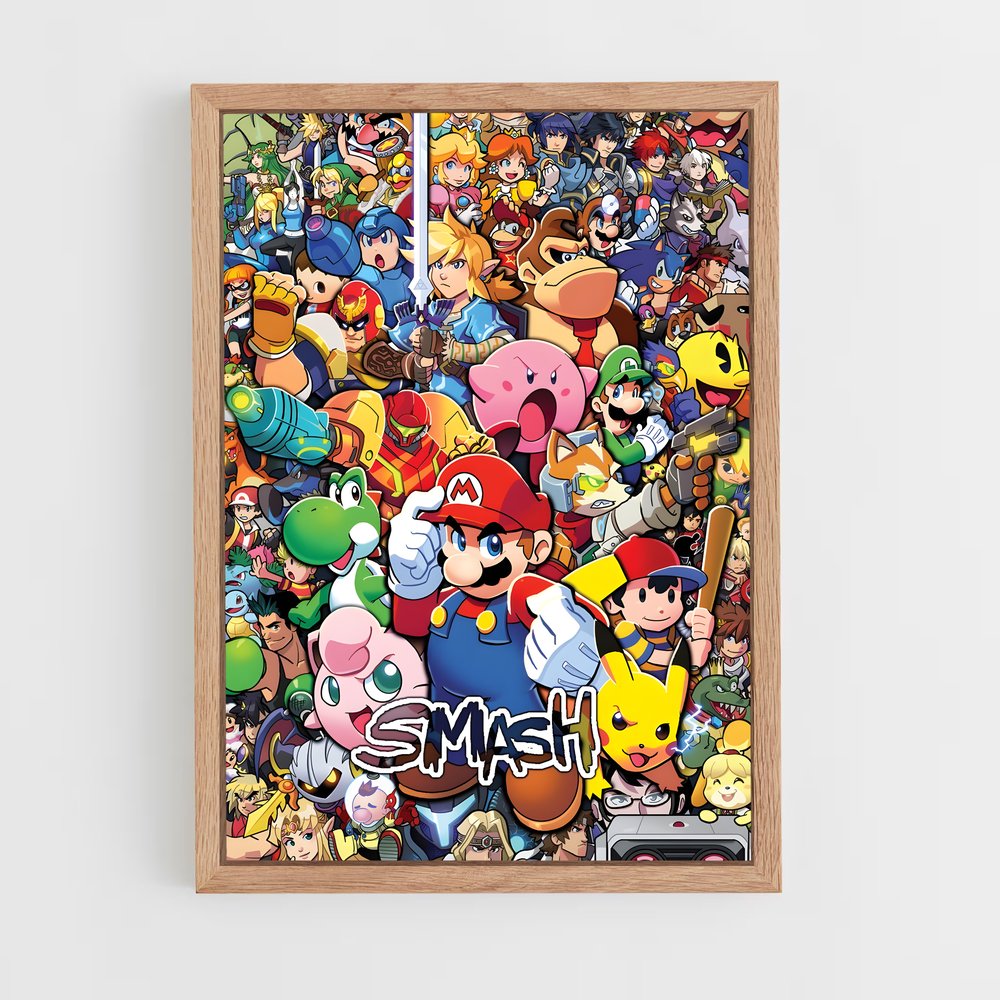 ap-super smash bros-4 cadre Bois clair
