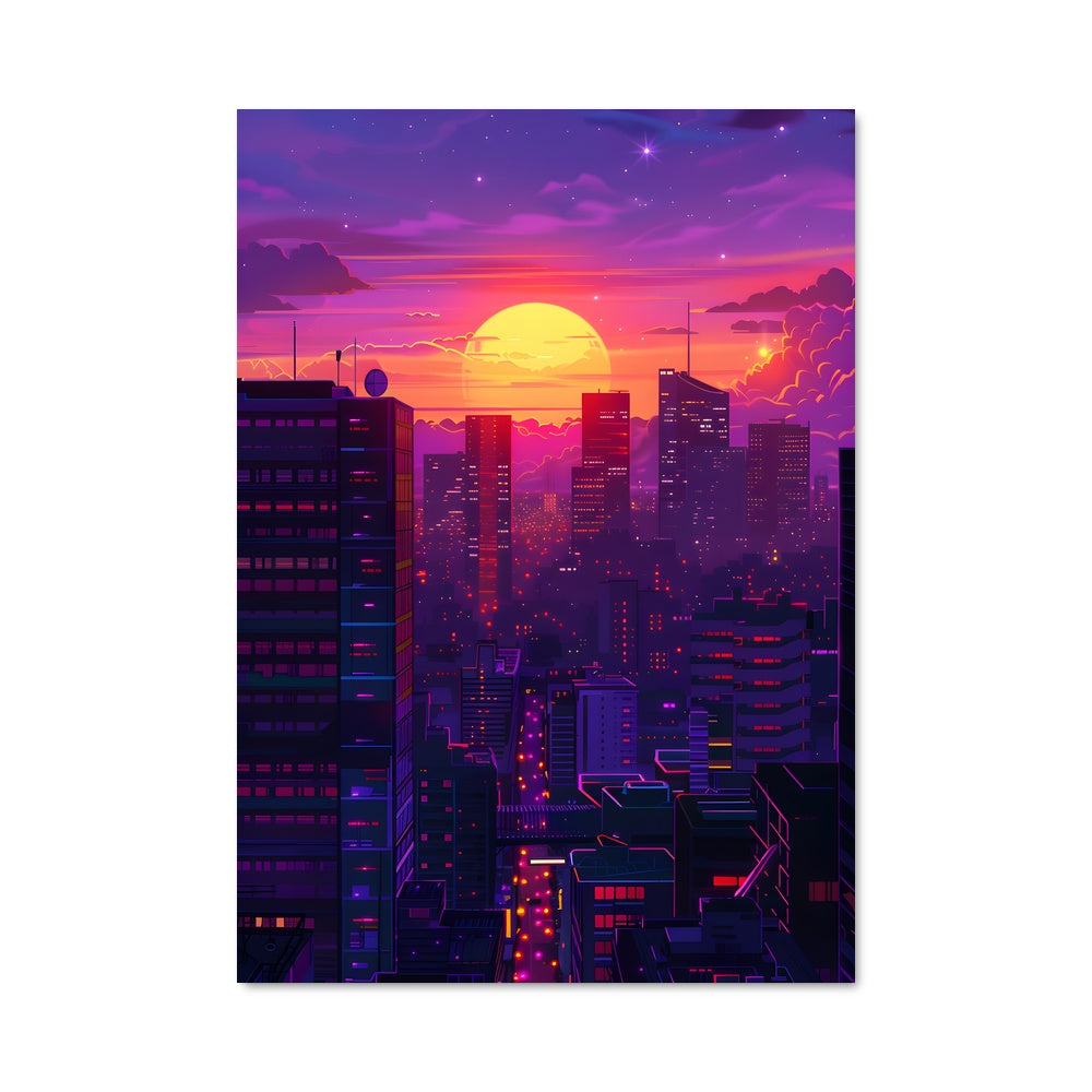 Poster Neon Sunset City