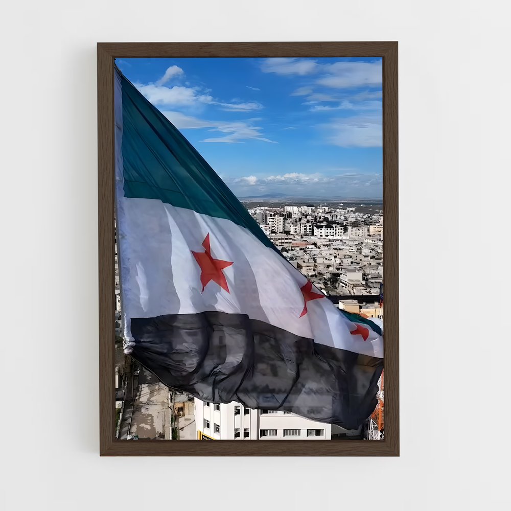 ap-syria flag-3 cadre Bois foncé