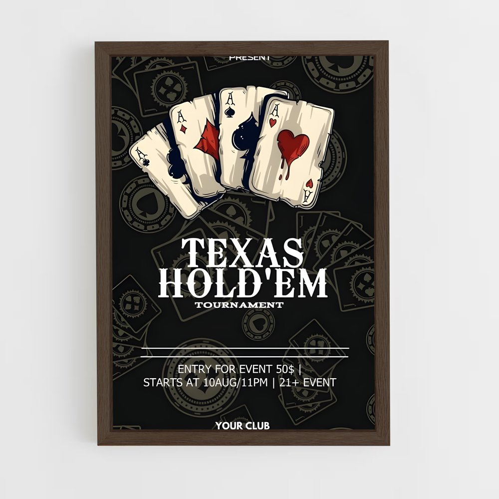ap-texas holdem-3 cadre Bois foncé