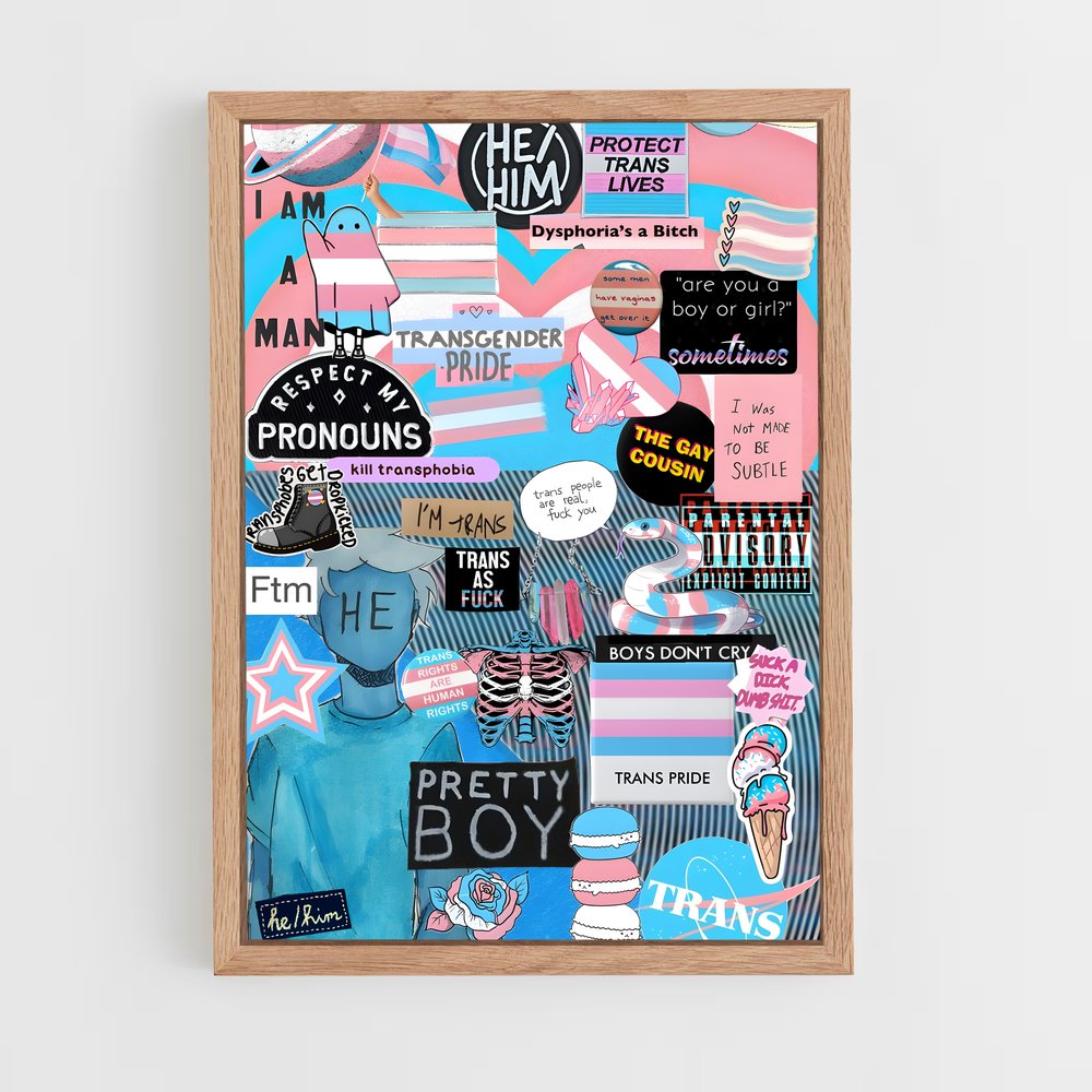 ap-transgender flag-2 cadre Bois clair