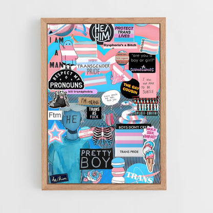 ap-transgender flag-2 cadre Bois clair