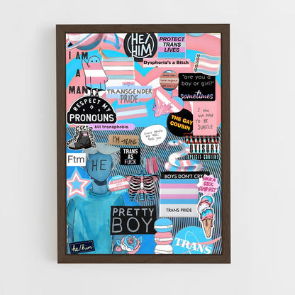 ap-transgender flag-2 cadre Bois foncé