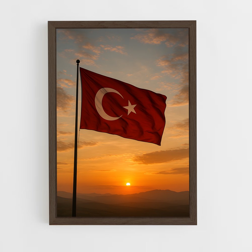 ap-turkey flag-1 cadre Bois foncé