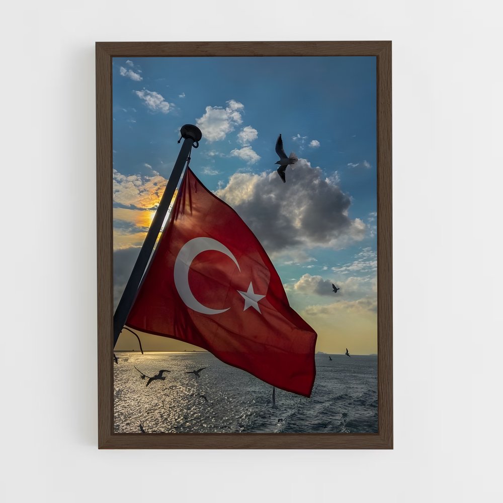 ap-turkey flag-2 cadre Bois foncé