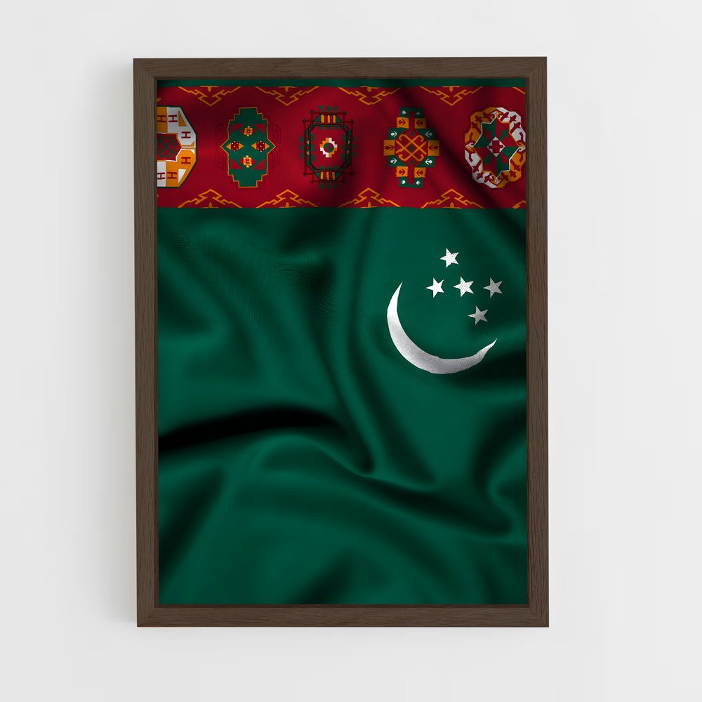 ap-turkmenistan flag-1 cadre Bois foncé